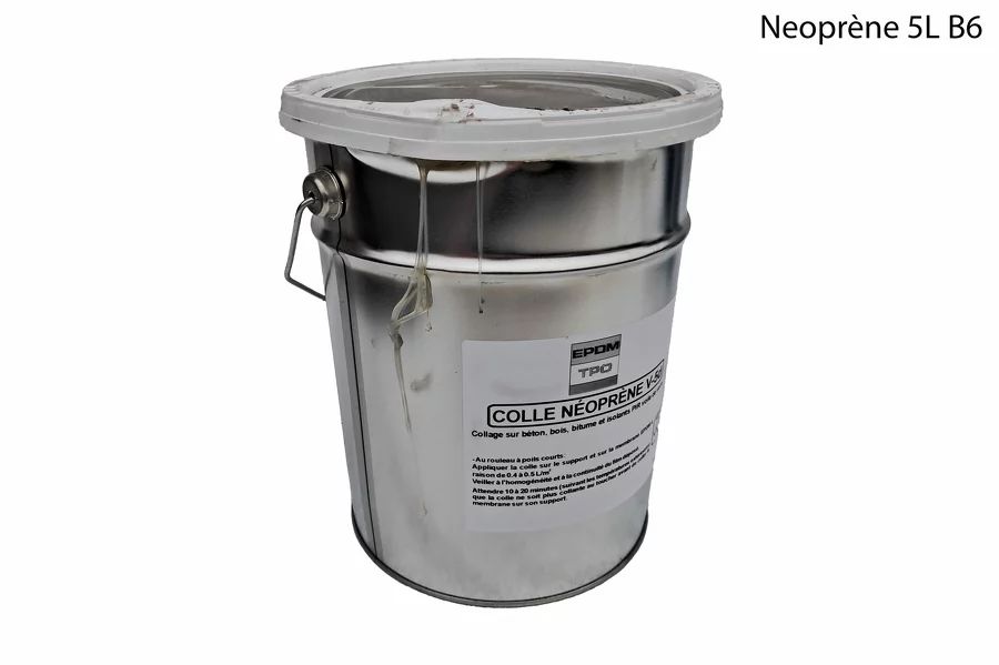 Colle néoprène EPDM TPO 5 L destockage B6 bidon déformé ayant fui